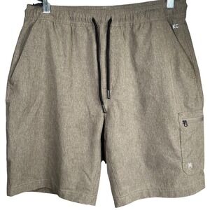 Kenneth Cole Mens Hybrid Shorts Tan Heathered Cargo Casual Size M